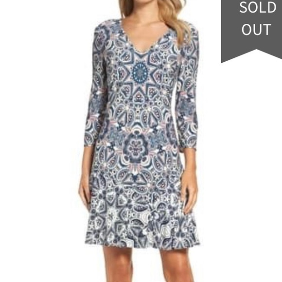 Eliza J Paisley Print Knit A-Line Mini Dress 18 - Picture 1 of 8